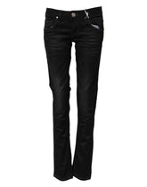 Acht Black Cotton Slim Fit Denim Low Waist Denim Jeans